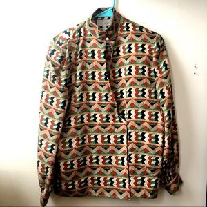 Geometric Print Silk Top